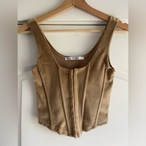 Roma Concept Tan Velvet Corset Top - M